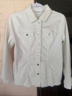 Chico's Off-White Denim Jacket with Button Front